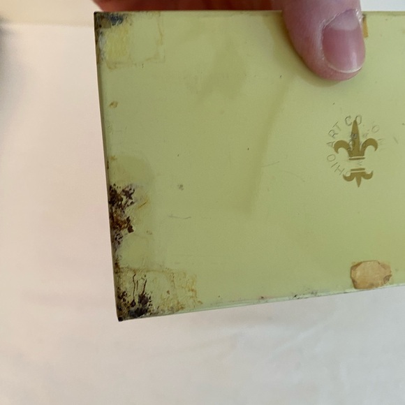 Metal Ohio Art Company Recipe Card Holder Box 1970s Rustic Farmhouse Vintage MCM - Picture 11 of 15